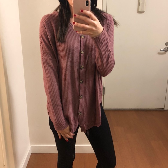 Last 2• Mauve Waffle Top - Picture 4 of 6